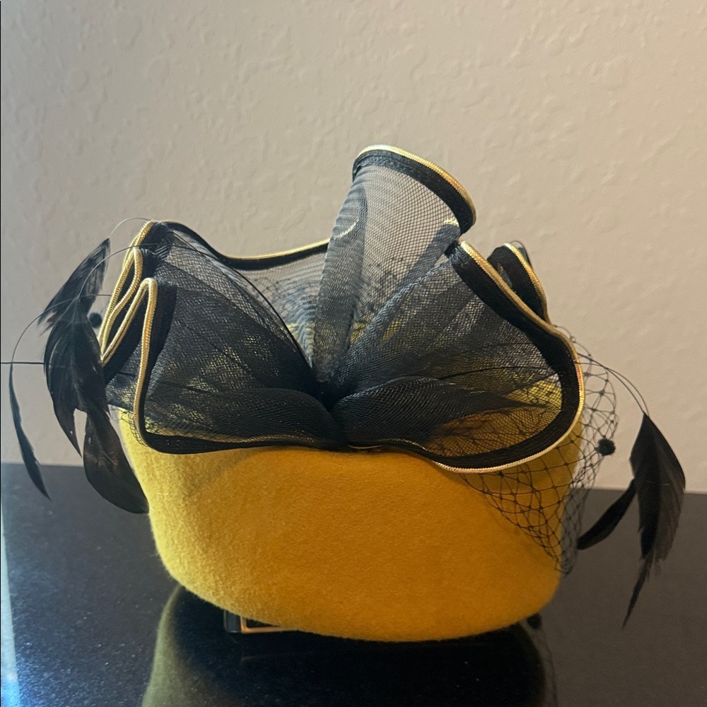 Yellow and Black Fascinator Hat